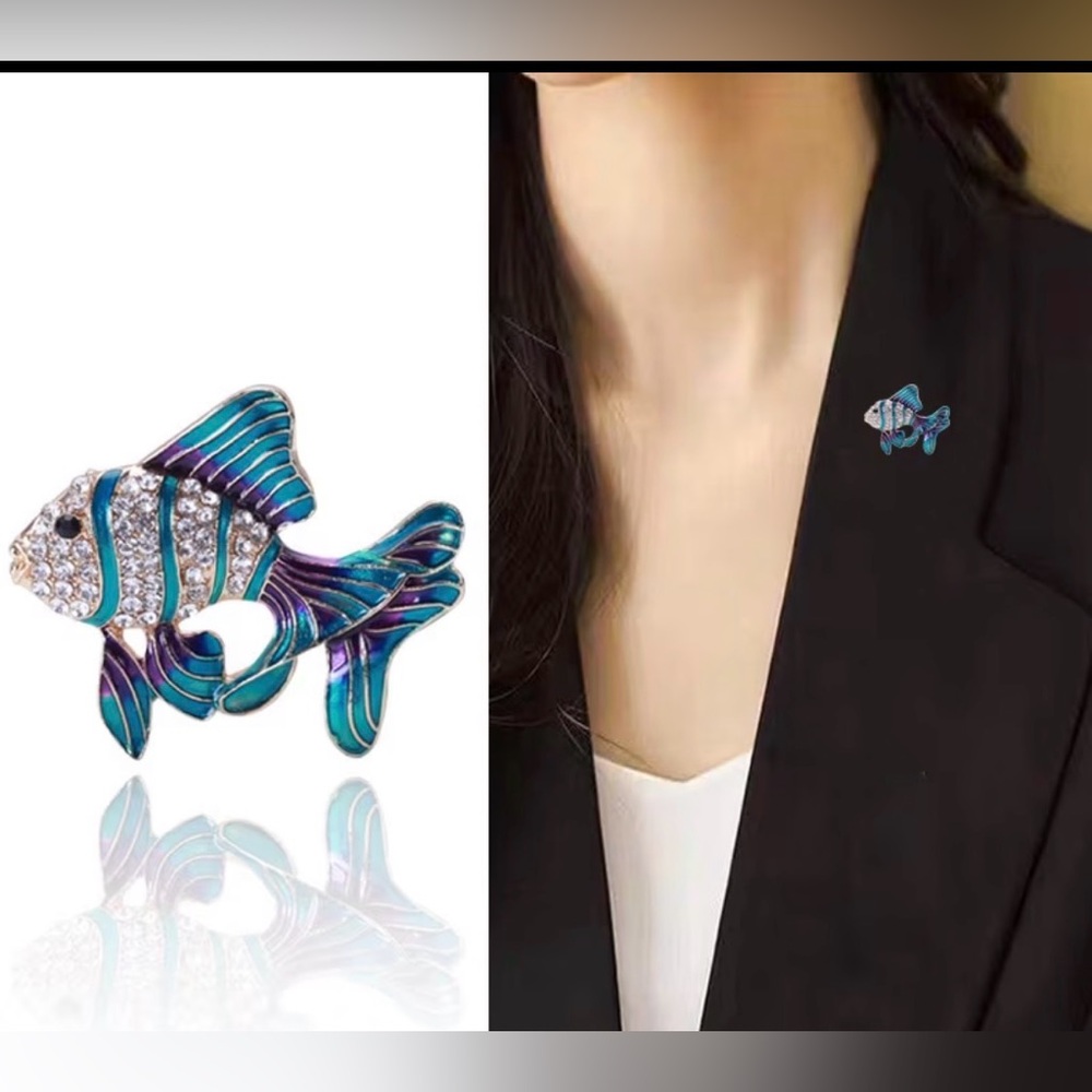 Vintage Elegance: Sparkling Rhinestone Fish Brooch - Perfect Gift for Ladies
